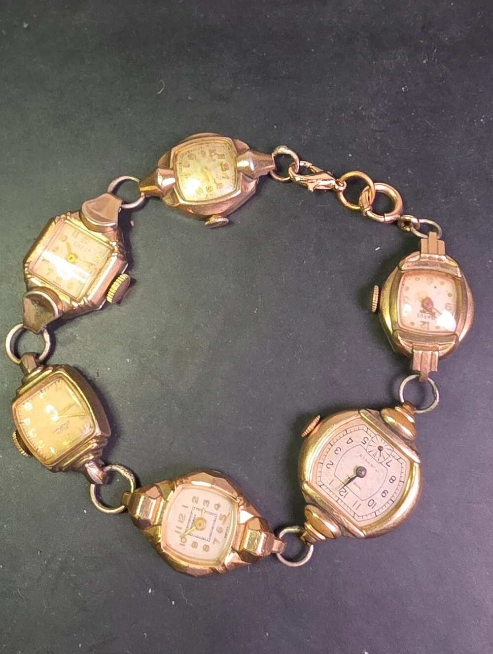 Vintage Women's Gold-Tone Multi-Face Bracelet Watch Faces